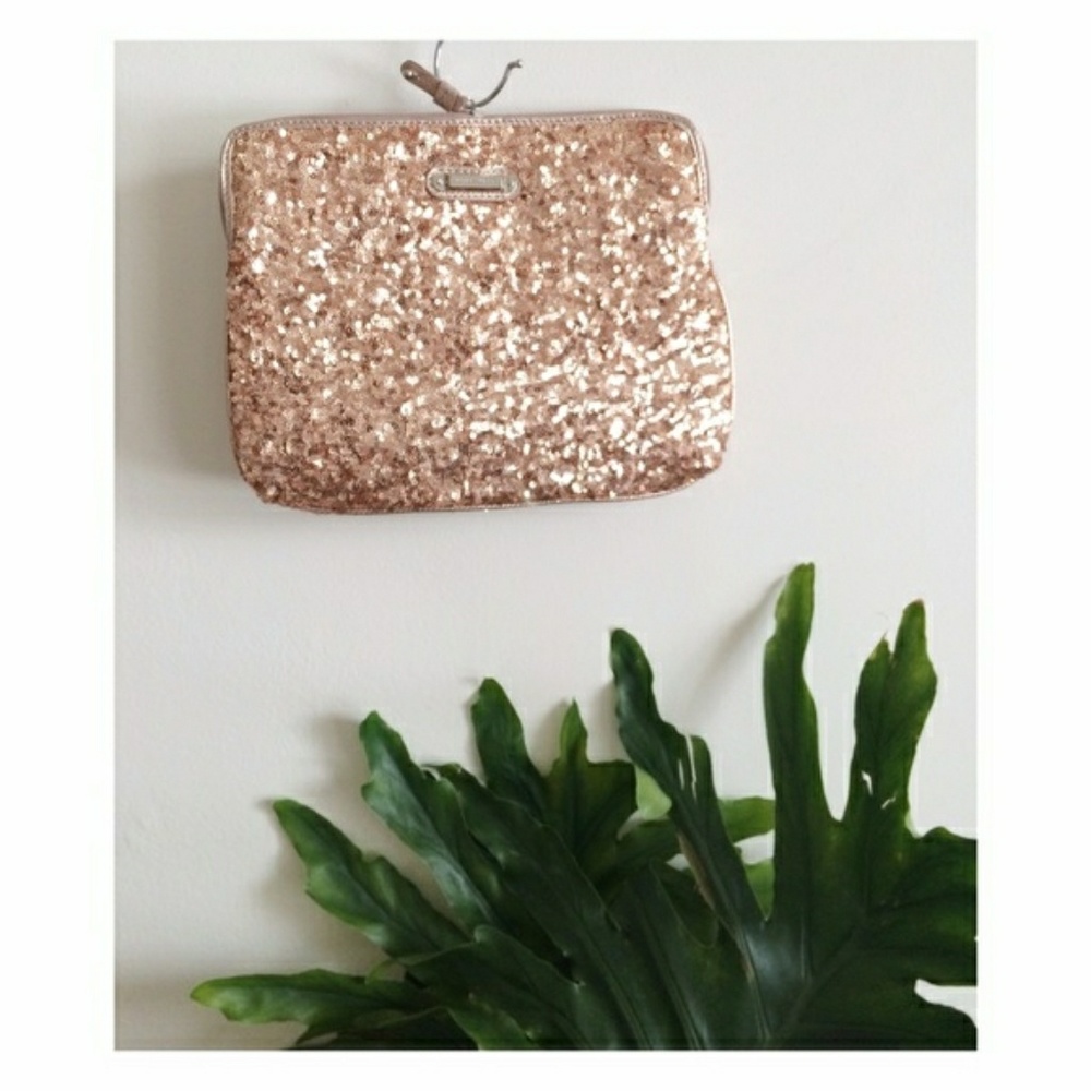 Nine West Rose Gold Sequins Bling Clutch Handbag